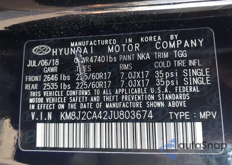 2018 Hyundai Tucson Se из США, поврежденный, VIN KM8J2CA42JU803674